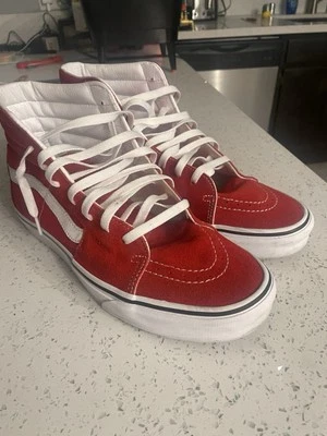 VANS Sk8-Hi Tapered Men's Sneakers Size 11.5, Red/White Canvas Suede, Athletic - Image 1 of 4