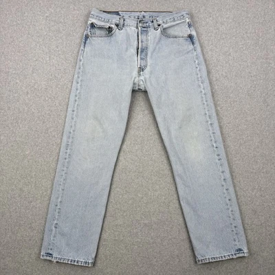 Vintage Levis Jeans Mens 33x27 Light Wash 501 Button Fly Distressed Grunge 90s - Image 1 of 4