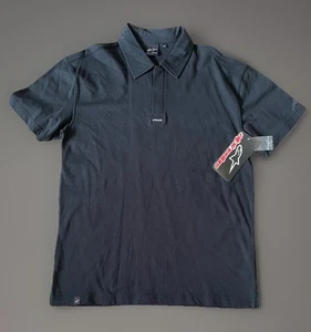 Alpinestars Sportswear RPM Short Sleeve Polo Shirt Black Moto Logo Medium JBHS - Picture 1 of 11