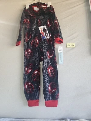 Spiderman Boy's Superhero Print Costume Hooded Fleece Pajama Sleeper XS 4/5 - Image 1 of 4