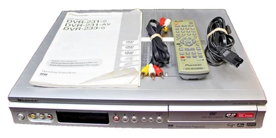 Pioneer DVR-233-S DVD Recorder Player W/ Remote, Manual, AV Cables, & AC Cord - Image 1 of 4