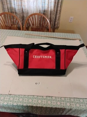 New Craftsman 18" Wide Mouth Tool Bag Zip Bottom Cleats Handles Red - Image 1 of 4
