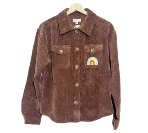 NWT Stitch Fix Sunset West Andrea Corduroy Embellished Shirt Brown Girls Sz XL - Picture 1 of 13
