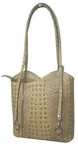 Echt Leder Designer Handtasche Krokodil Braun Beige - Rucksack und Handtasche - Bild 1 von 2