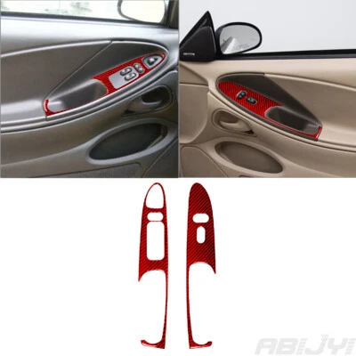 For Ford Mustang 2001-04 Red Carbon Fiber Interior Window Lift Switch Cover Trim - Изображение 1 из 4