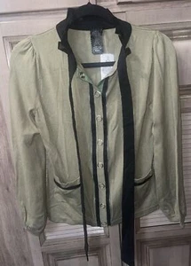 Twelve by Twelve Women Cardigan LG New With tag Army Green Snaps Pockets NWT - Picture 1 of 3