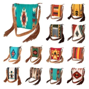 AD American Darling Messenger Bag Saddle Blanket Fabric Genuine Leather Western - Picture 1 of 188
