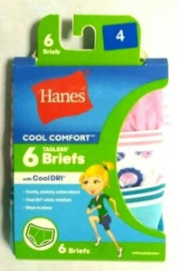 Paquete de 6 bragas para niñas Hanes confort fresco con Cool Dri sin etiquetas nuevas en caja talla 4,12 - Imagen 1 de 3