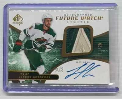 2018-19 SP Authentic Jordan Greenway Future Rookie Patch Auto Autograph #11/25 - Image 1 of 2