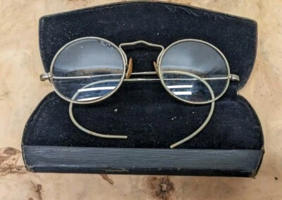 Etched Silver Vintage Etched Oval Glasses Frames Art Deco Nouveau Estate Student - Image 1 of 4