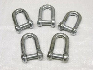 x5 10MM Galvanised Steel Commercial Dee Shackles With Countersunk Pin - Flush - Picture 1 of 2