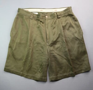 Men's Tommy Bahama Silk Shorts Pleated Front Green Size 34 Zipper Fly  - Picture 1 of 6