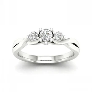 14K White Gold 1/2ct TDW Diamond Three-Stone Engagement Ring - Picture 1 of 6
