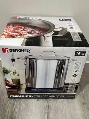 Olla Bergner de acero inoxidable de 16 cuartos con cubierta  Foto 1 de 3