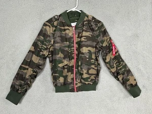 New Look Supreme full zip jacket womens small green brown bomber camouflage army - Picture 1 of 13