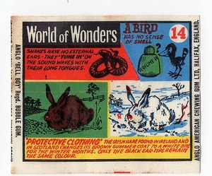 Anglo Wax Wrapper World of Wonders #14 Snake Bird Irish Hare - Picture 1 of 1