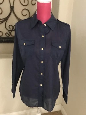  Blusa de algodón manga larga Tory Burch Harbor Brigitte talla 10 nueva con etiquetas Foto 1 de 4