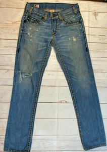TRUE RELIGION Logan Super T Jeans Womens USA Blue 32X33 Button Fly thick Stich - Picture 1 of 8