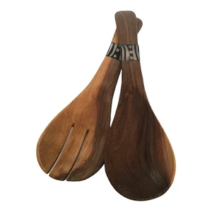 Servidores de ensaladas de madera tenedor cuchara cocina decoración del hogar África idea de regalo artesanal - Imagen 1 de 5