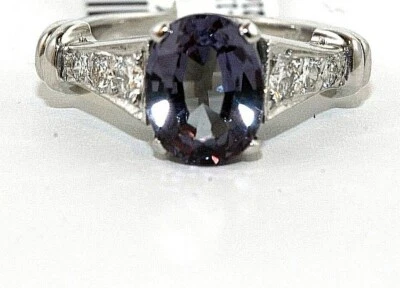 Natural Oval Purple Spinel & Diamond Solitaire Ring 14k White Gold 2.75Ct - Image 1 of 4