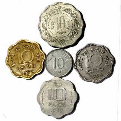 REPUBLIC INDIA 10 PAISA COINS COLLECTION- BRASS, NICKEL , STEEL & ALUMINIUM - Image 1 of 2