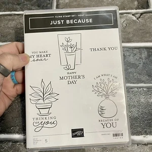 Stampin Up JUST BECAUSE Red Rubber Cling Stamp Set NIP - Picture 1 of 2