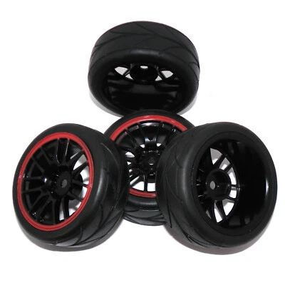 4PCS RC 62mm Drift Tires Wheels Rims 12mm Hex Hub For HPI HSP On Road Racing Car - Image 1 of 4