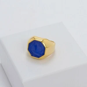 TAGLIAMONTE ANELLO IN ARGENTO 925 DORATO E CAMMEO IN PASTA VITREA BLU TGN 907 - Foto 1 di 2