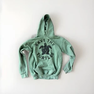 Save The Turtles Youth Hooded Sweatshirt Size L Green Gildan - Picture 1 of 4