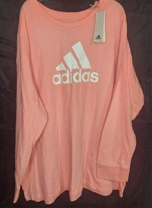 Adidas Mujer 3XL Rosa Manga Larga Camiseta Blanco Logo Ropa Activa - Imagen 1 de 4