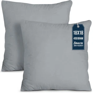 Throw Pillows Insert (Pack of 2, Grey) - 18 x 18 Inches Bed and Couch Pillows... - Bild 1 von 8