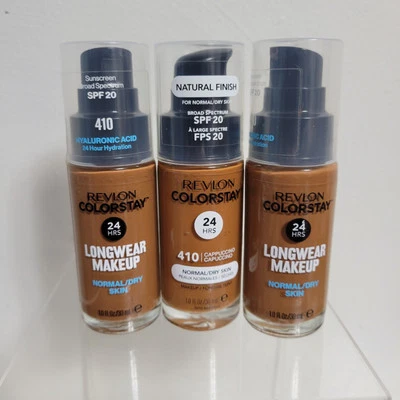 NEW 3pc. Revlon ColorStay Normal/Dry Skin Natural 24HR Foundation 410 Cappuccino - Image 1 of 2