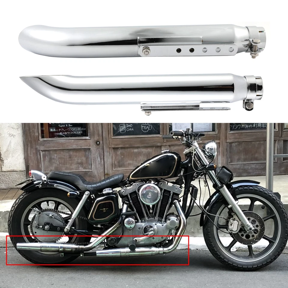 Silenciadores de tubo de escape cromados para Harley Sportster 883 2 piezas 20" Foto 1 de 4