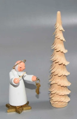 Christian Ulbricht Heiliger Petrus weiss Volkskunst Seiffen + Baum Tannenbaum - Bild 1 von 4