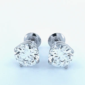 Lab Grown Diamond Studs D VS IGI Certified 14K White Yellow Rose Gold - Picture 1 of 7