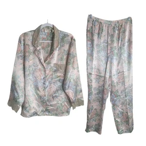 Victoria's Secret Vintage Gold Label Satin Pajamas Womens Small Pink Floral Lace - Picture 1 of 14