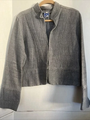 Cheppu Made In Nepal M Native Art Craft Blue Nubby Woven Cotton Jacket - Image 1 of 3