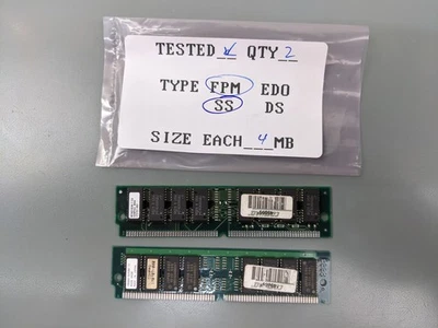 (2) Compaq 4MB FPM SIMMs, 72-pin RAM Memory Sticks (8MB Total) 172707-002 - Image 1 of 3