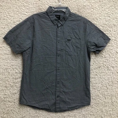 Camisa RVCA Abotonada Mediana Adulto Gris Calce Ajustado A Cuadros Manga Corta Para Hombres M Logo Foto 1 de 4