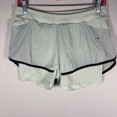 Gymshark Training Shorts Women's Size Medium Speed Running 2 in One Green - image 1 of 4