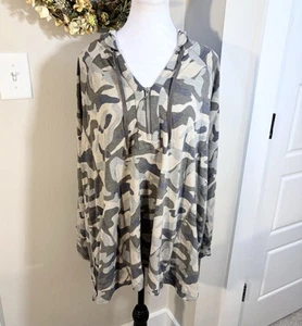 💥CABLE & GAUGE Woman Camo Long Sleeve Hoodie Sz 2X|💚 - Picture 1 of 9