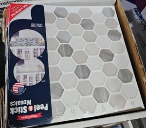 Peel And Stick Mosaics Cambridge Place Beige Glossy Hexagon Peel And Stick Wall - Bild 1 von 4