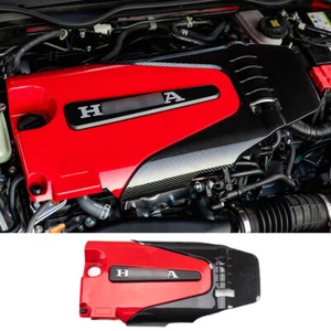 For Honda Civic 1.5T 2016-2021 Red+Carbon Fiber Front Engine Hood Bonnet Cover - Picture 1 of 12
