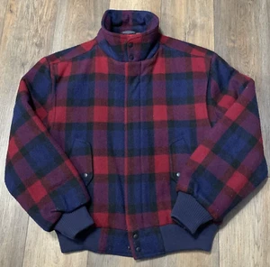 VTG Members Only Plaid Wool Bomber Mens 42 Fleece Lined Jacket Retro Classic - Picture 1 of 15
