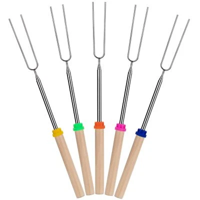 5 Pack Marshmallow Roasting Sticks Set Extendable Metal BBQ Grilling Skewers - Image 1 of 4