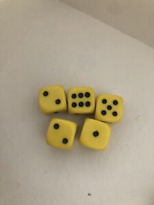 Perudo Yellow Dice Replacement Game Part Piece Plastic 2008 1808 Rounded Corners