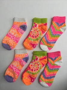 Lot Sonoma Socks Low Cut 11-5 Medium Neon Tie Dye Girls Children Toddler Kids - Picture 1 of 6