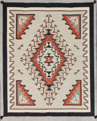 Alfombra de lana navajo gris estilo suroeste alfombra tribal nativa americana mexicana 5x8 pies Foto 1 de 4