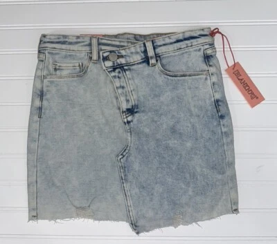 NWT BLANKNYC Girls Asymmetrical Denim Skirt 10 Light Wash Stretch Distressed - Image 1 of 4