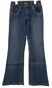 Levis Jeans Girls 14 Regular Blue Denim Flared Leg Stretch Rhinestone Accents - Picture 1 of 12